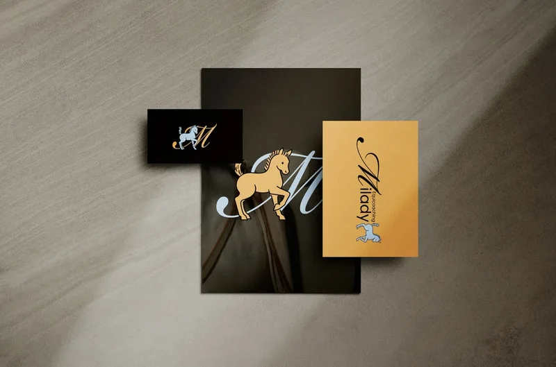 Milady — branding & illustration, business card mockup