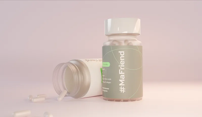 MyFriend — 3D render of a supplement bottle